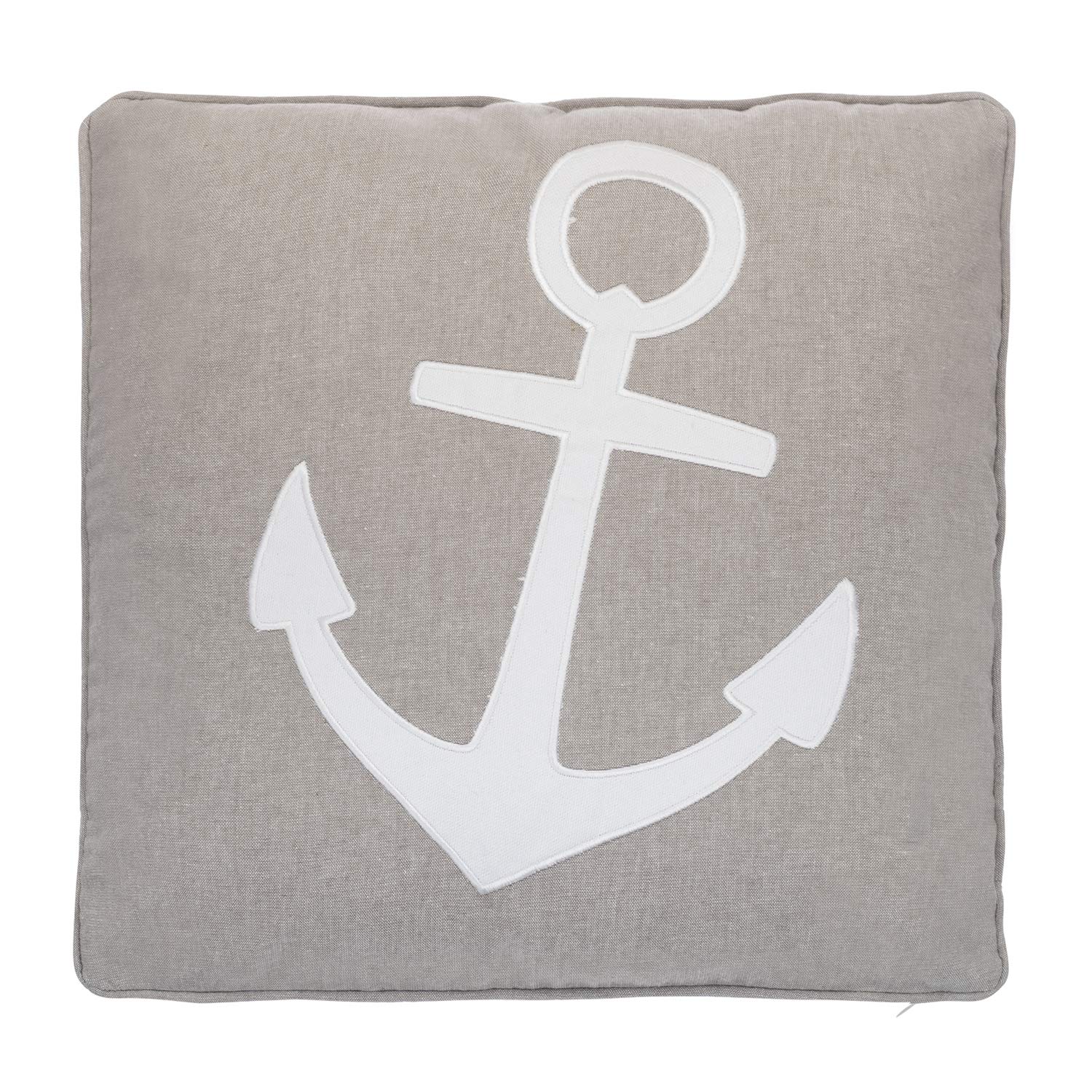 Levtex Home Provincetown Decorative Pillow (18X18In.) - Appliqued Anchor - Natural Beige And White