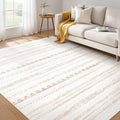 Area Rug Living Room Rugs: 4x6 Soft Machine Washable Boho Moroccan Farmhouse Neutral Stain Resistant Indoor Floor Rug Carpet for