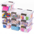 Small Storage Bins with Lids 10 Pack 1.3Qt Clear Stackable Containers Boxes