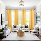 Mustard Yellow Curtains 54 Inch Length For Bedroom Kids 2 Panels Set Rod Pocket Bright Warm Autumn Decor Light Filtering Semi Sheer Linen Golden Yellow Gold Curtain For Living Room Bathroom 52X54 Long