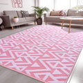 Ompaa Ultra Soft Shaggy Rugs Memory Foam Bedroom Carpet, Pink 6 x 9 Feet, Plush Geometric Textured Area Rugs for Living Room Cou