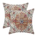 Gohdiwh Burnt Orange Blue Boho Pillow Covers 18X18 Set Of 2, Ethnic Design Decorative Throw Pillows Linen Carpet Pattern Farmhou