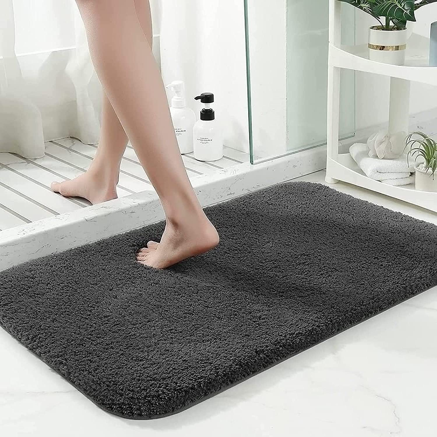 SIWAN | Non Slip Bathroom Rug  QuickDrying Chenille Shower Mats for Bathroom, Bath Tub  Soft Absorbent Bath Mat & Floor Rugs 