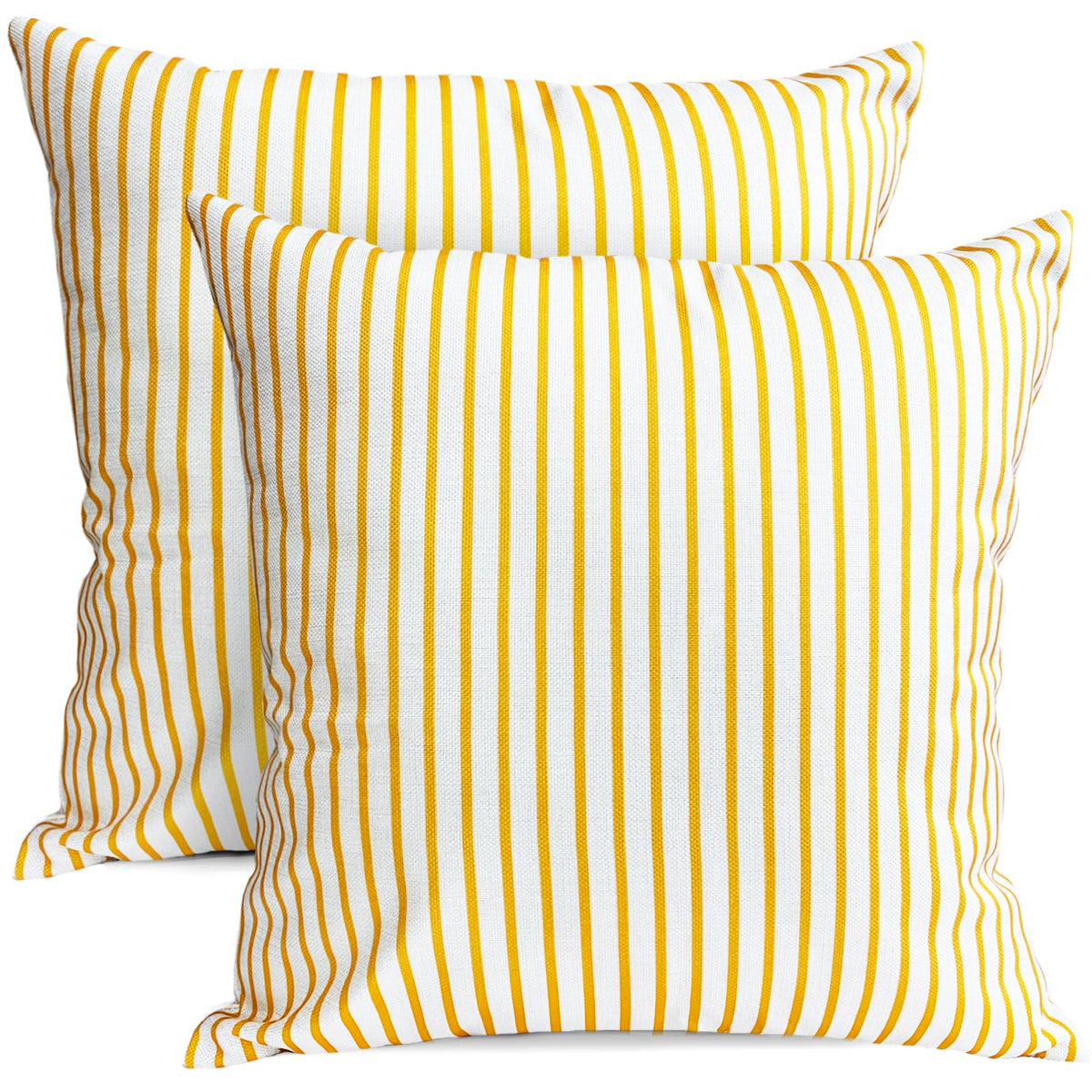 RYSMIYOU Decorative Throw Pillow Covers Set of 2 Chrome Yellow Striped Pillow Covers 20x20 Inch Throw Pillow Cover Linen Pillowc