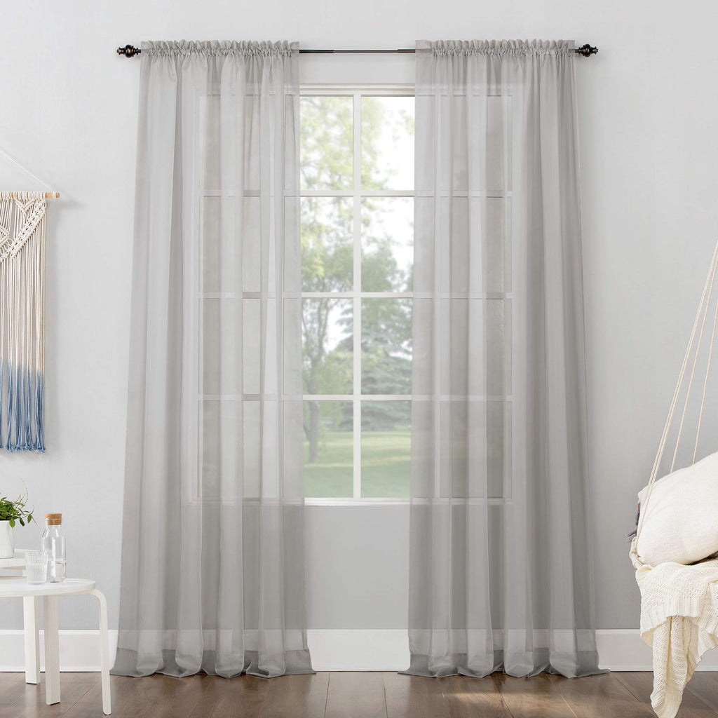 No. 918 53566 Emily Sheer Voile Rod Pocket Curtain Panel, 59'' x 84'', Silver Gray