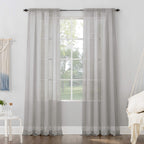 No. 918 53566 Emily Sheer Voile Rod Pocket Curtain Panel, 59'' x 84'', Silver Gray