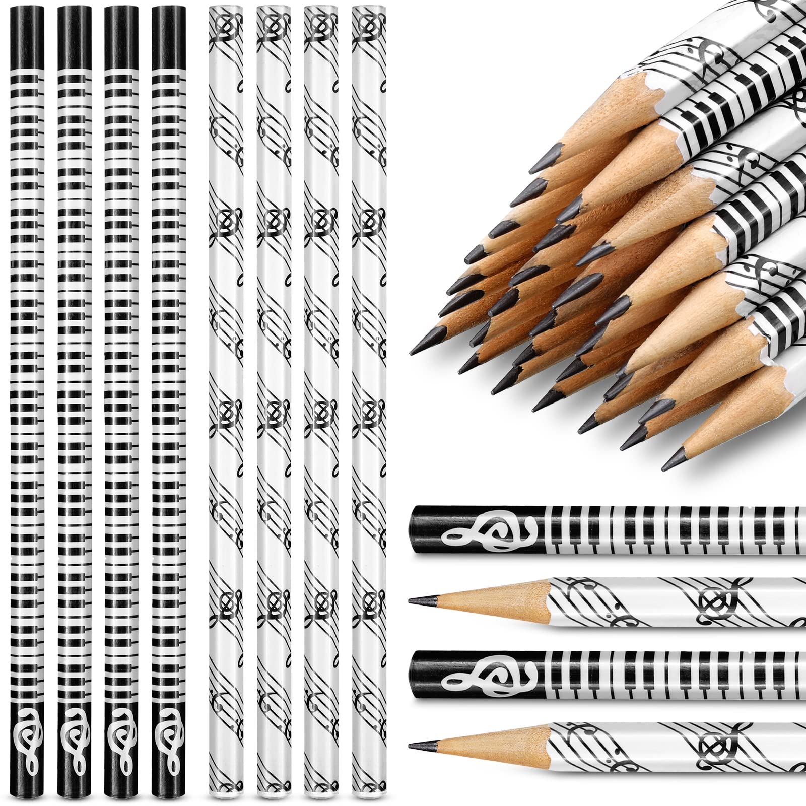 Taobary 200 Pieces Music Pencils Music Note Piano Keyboard Pencils Bulk Wood Pencils Gifts Fun Pencils For Piano Students Teache