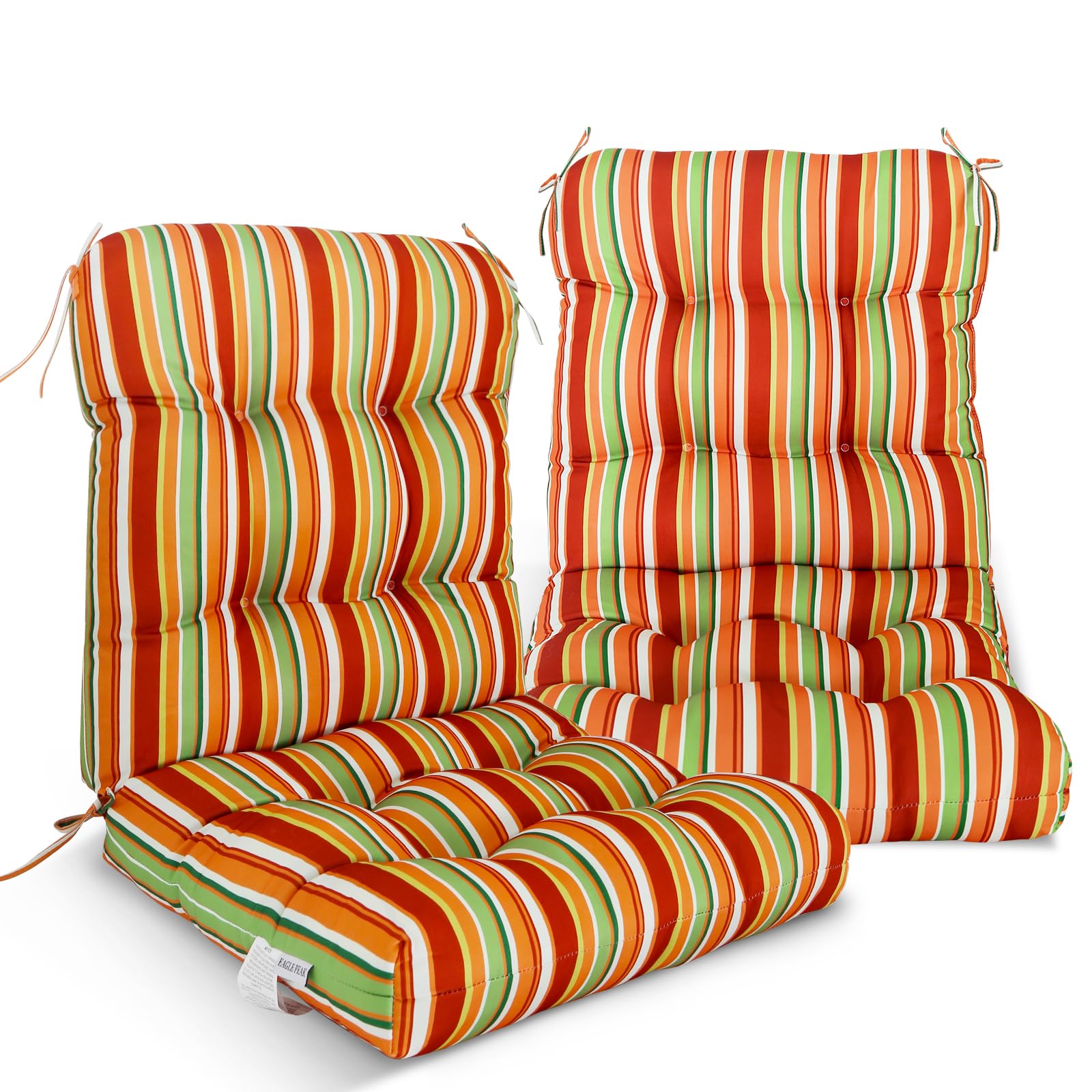 Eagle Peak Tufted Outdoor/Indoor Seat/Back Chair Cushions, Set Of 2, 42' X 21', Rainbow