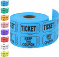 Tacticai 500 Raffle Tickets, Blue (8 Color Selection), Double Roll, Ticket For Events, Entry, Class Reward, Fundraiser & Prizes