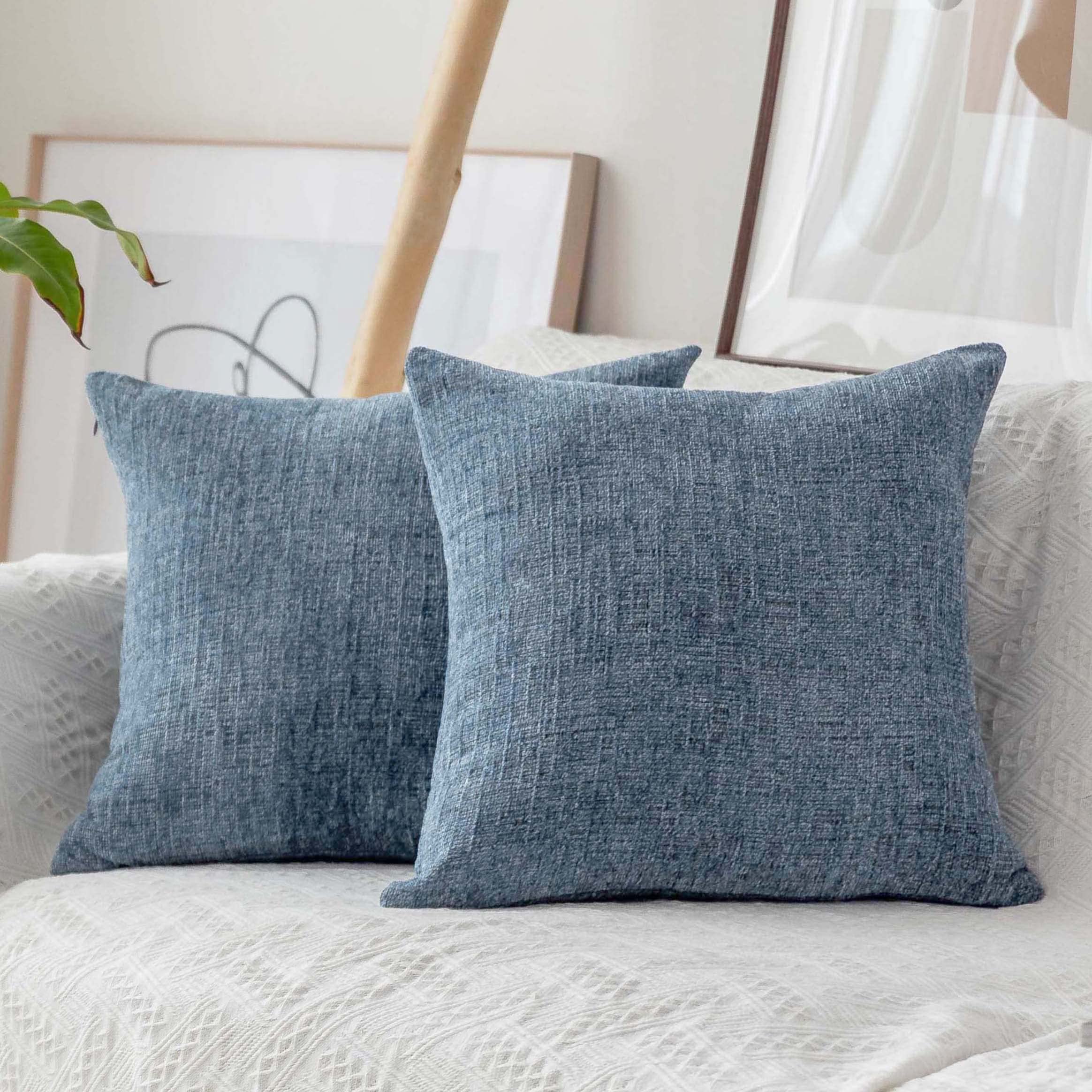 Home Brilliant Euro Sham Covers Super Soft Striped Plush Chenille Velvet Cushion Cover For Bench, 26 X 26 Inch (66Cm), Set Of 2,