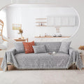 Vclife Boho Sofa Cover Modern White Grey Geometry Couch Cover For 3-4 Cushion Couch Sofa Skin-Friendly Soft Chenille Xxl Throw S
