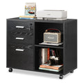 DEVAISE 3-Drawer Wood File Cabinet with Lock, Mobile Lateral Filing Cabinet, Black