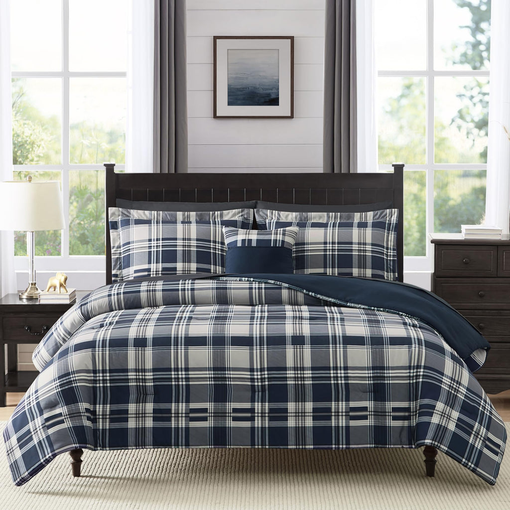 MAIREVE Navy Blue Twin XL Comforter Set, Twin XL Bedding Sets for Boys Girls 5 Pieces for Dorm Farmhouse All Season Lightweight 