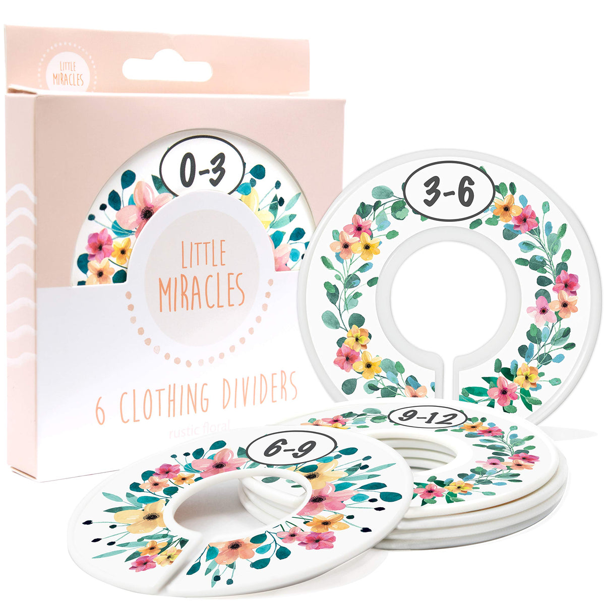 Baby Closet Size Dividers - Rustic Floral Nursery Closet Dividers for Baby Clothes - Dividers by Month for Baby Girl Nursery Dec