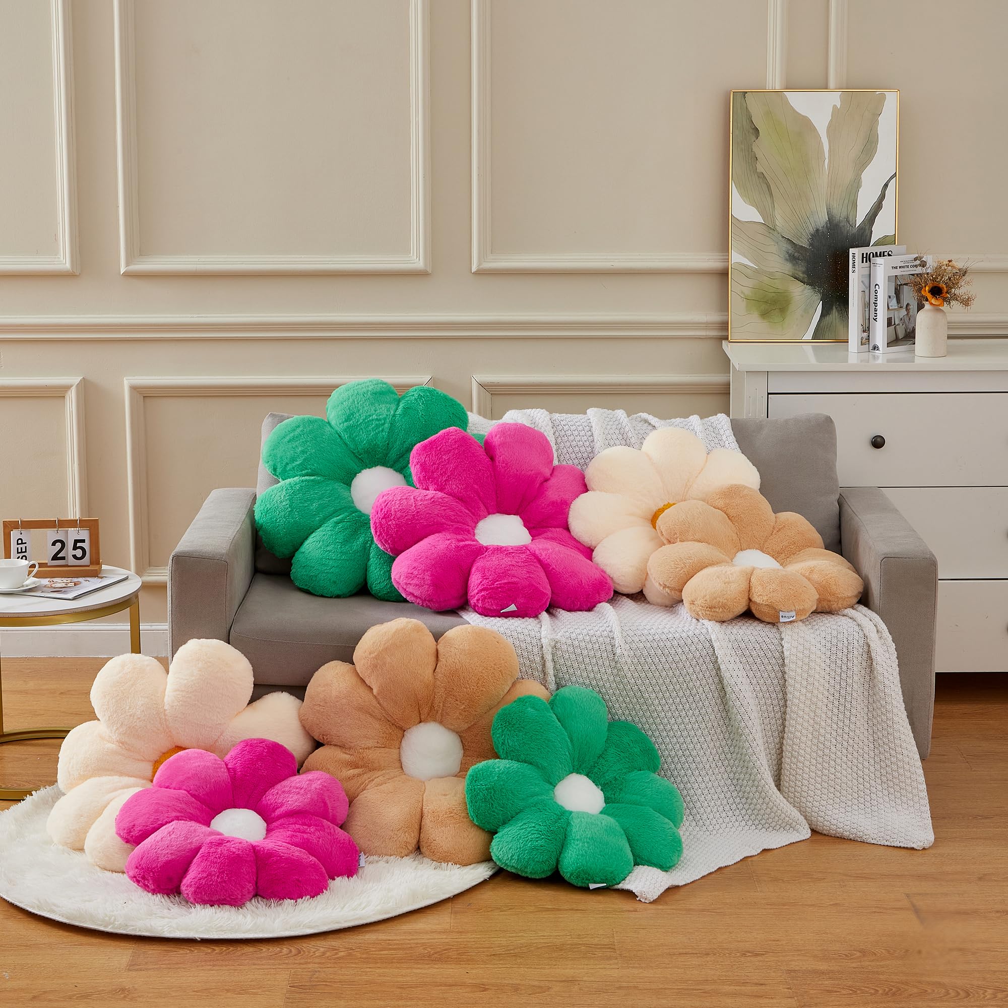 Ailive 17.7In Cute Deep Pink Daisy Flower Shaped Kids Throw Pillow Flower Throw Pillow Floor Pillow Cushion Sunflower Pillow Dec