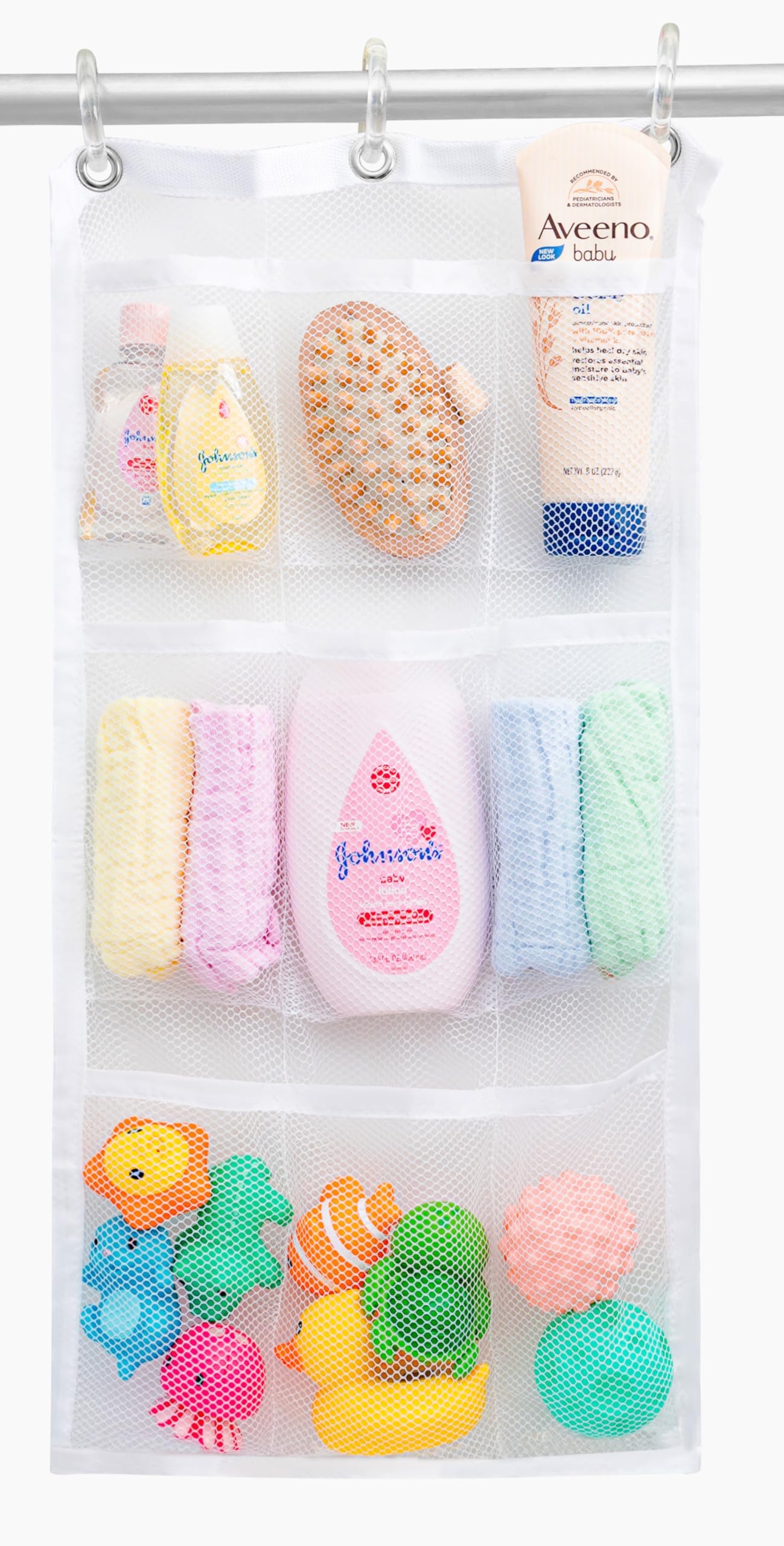 Handy Laundry Shower Curtain Bathroom Organizer -9 Pockets- Perfect for Organizing Home Bath, Your Toiletries and kid's Toys in 