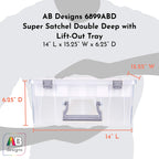 Ab Designs 6899Abd Super Satchel Double Deep With Lift-Out Tray And Removable Dividers, Stackable Home Storage Organization Cont