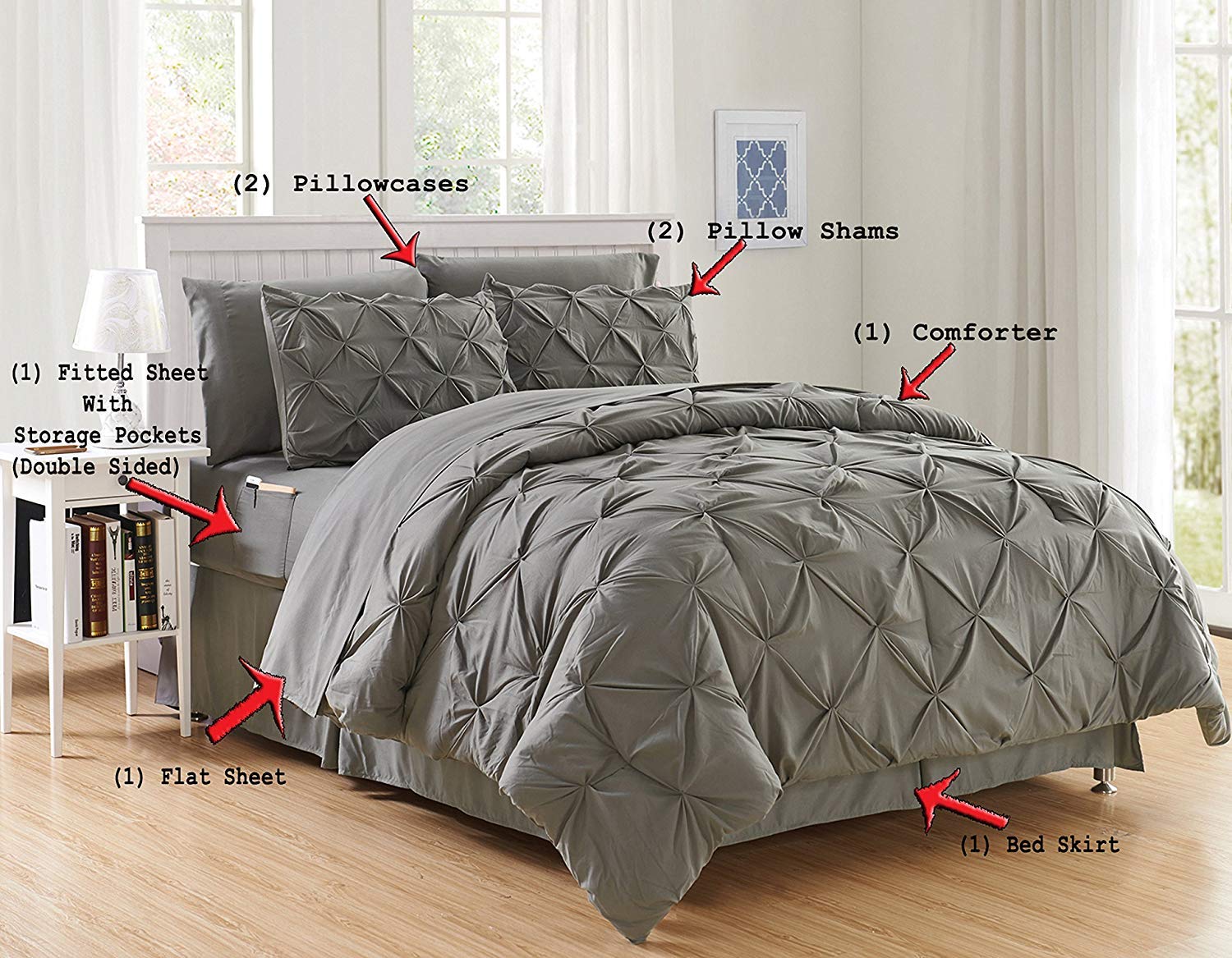 Elegant Comfort Luxury Best, Softest, Coziest 6-Piece Bed-In-A-Bag Comforter Set On Amazon Silky Soft Complete Set Includes Bed Sheet Set With Double Sided Storage Pockets, Twin/Twin Xl, Brown