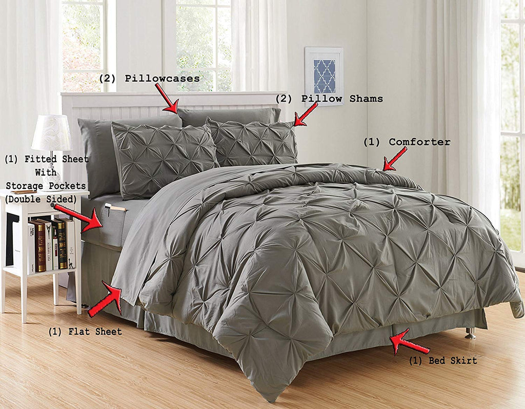 Elegant Comfort Luxury Best, Softest, Coziest 6-Piece Bed-In-A-Bag Comforter Set On Amazon Silky Soft Complete Set Includes Bed Sheet Set With Double Sided Storage Pockets, Twin/Twin Xl, Brown
