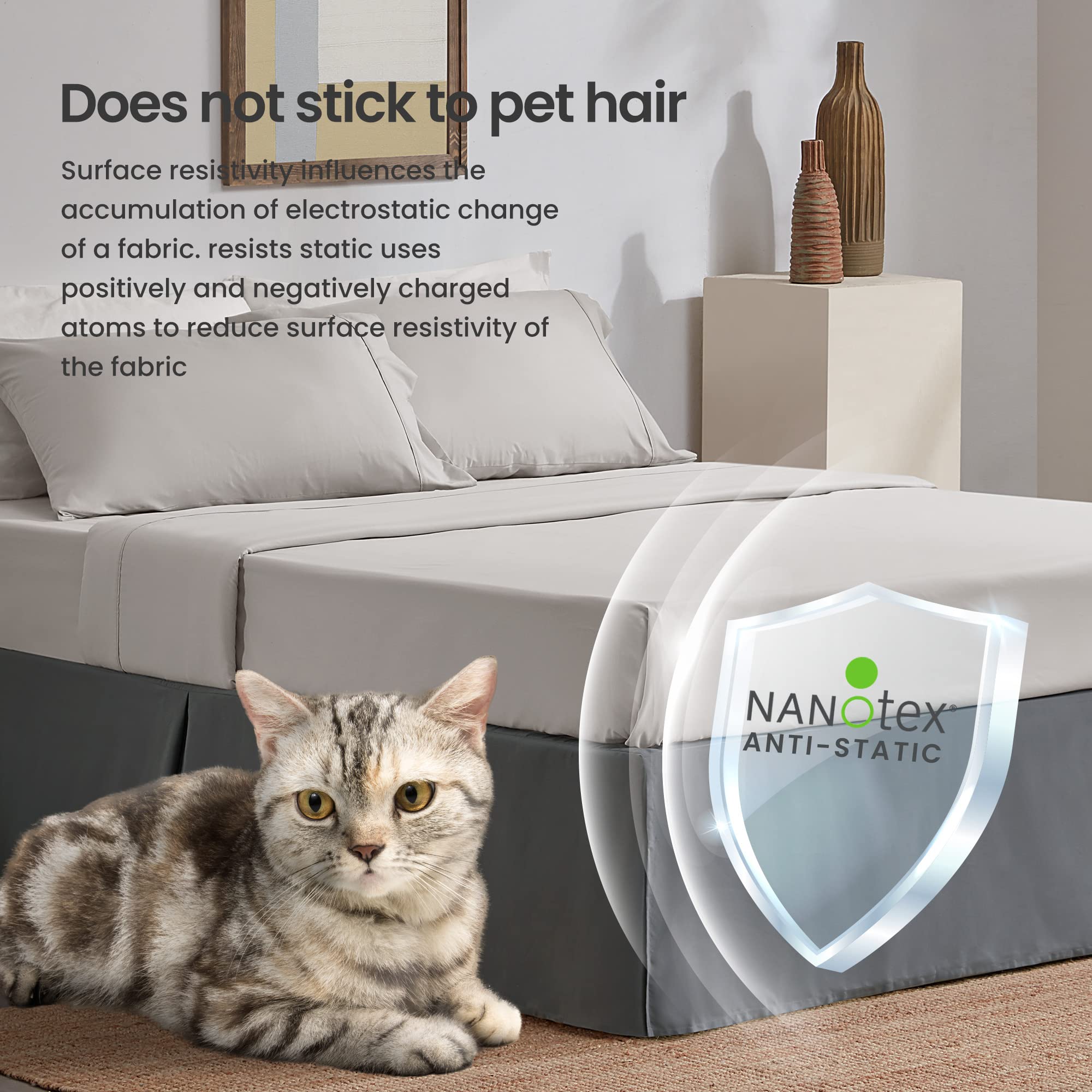 Sleep Zone Pleated Bed Skirts Twin Size, 15 Inch Tailored Drop Easy Fit Bedskirt, Anti-Static, Fade Resistant (Twin, Grey)