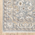 HomeRoots Polyester 2' x 3' Blue Ivory Machine Woven Floral Oriental Indoor Area Rug