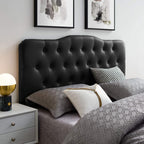 Modway Annabel Tufted Button Faux Leather Upholstered Queen Headboard in Black