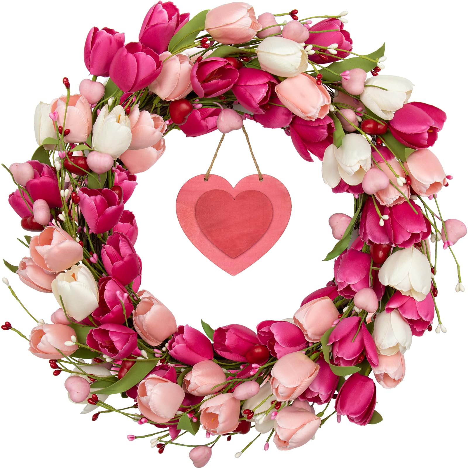 20 Inches Valentines Day Wreath Pink Valentine Wreath for Front Door Colorful Valentine Door Wreaths Tulip Wreaths for Yard Wedd
