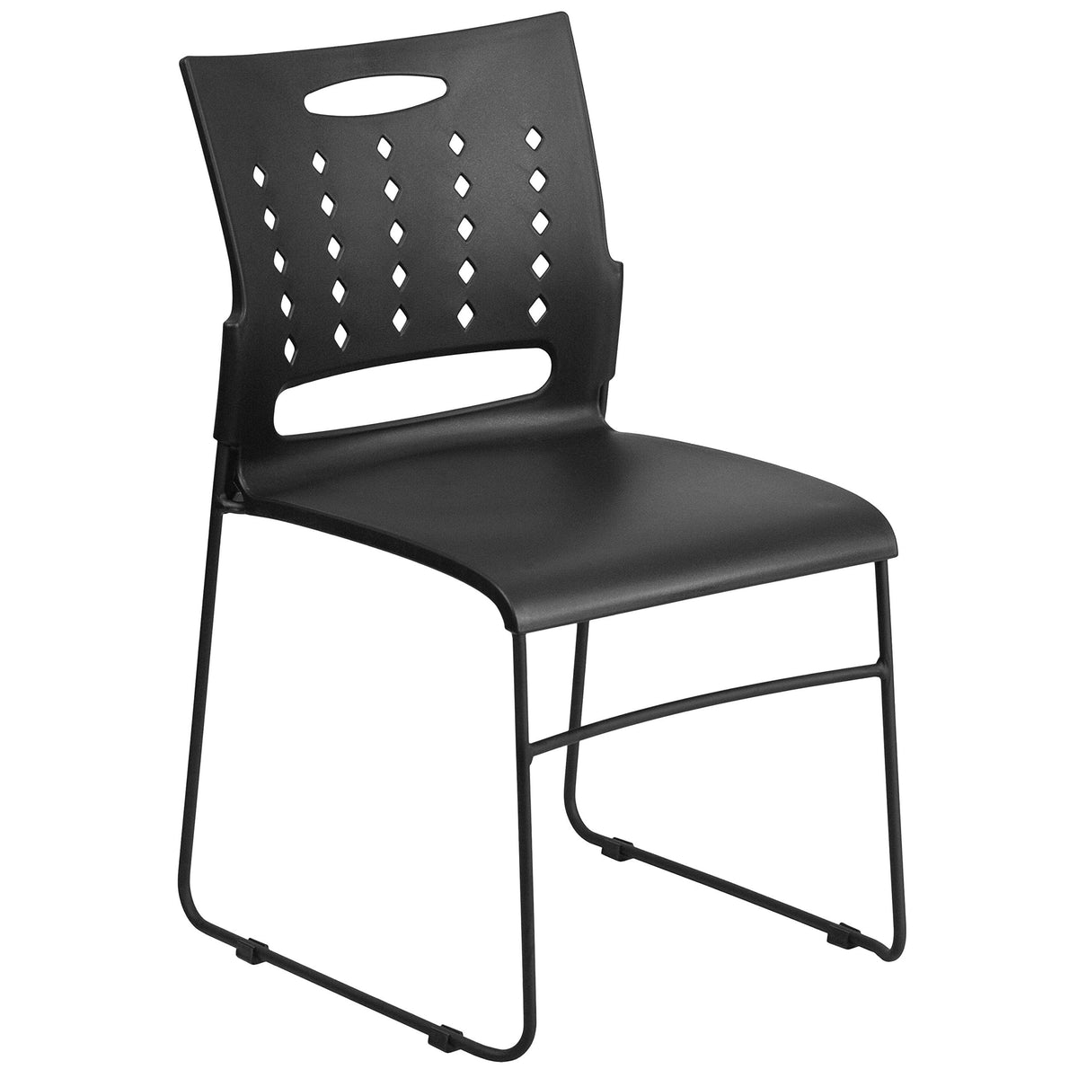 Flash Furniture HERCULES Series 881 lb. Capacity Black Sled Base Stack Chair with Air-Vent Back