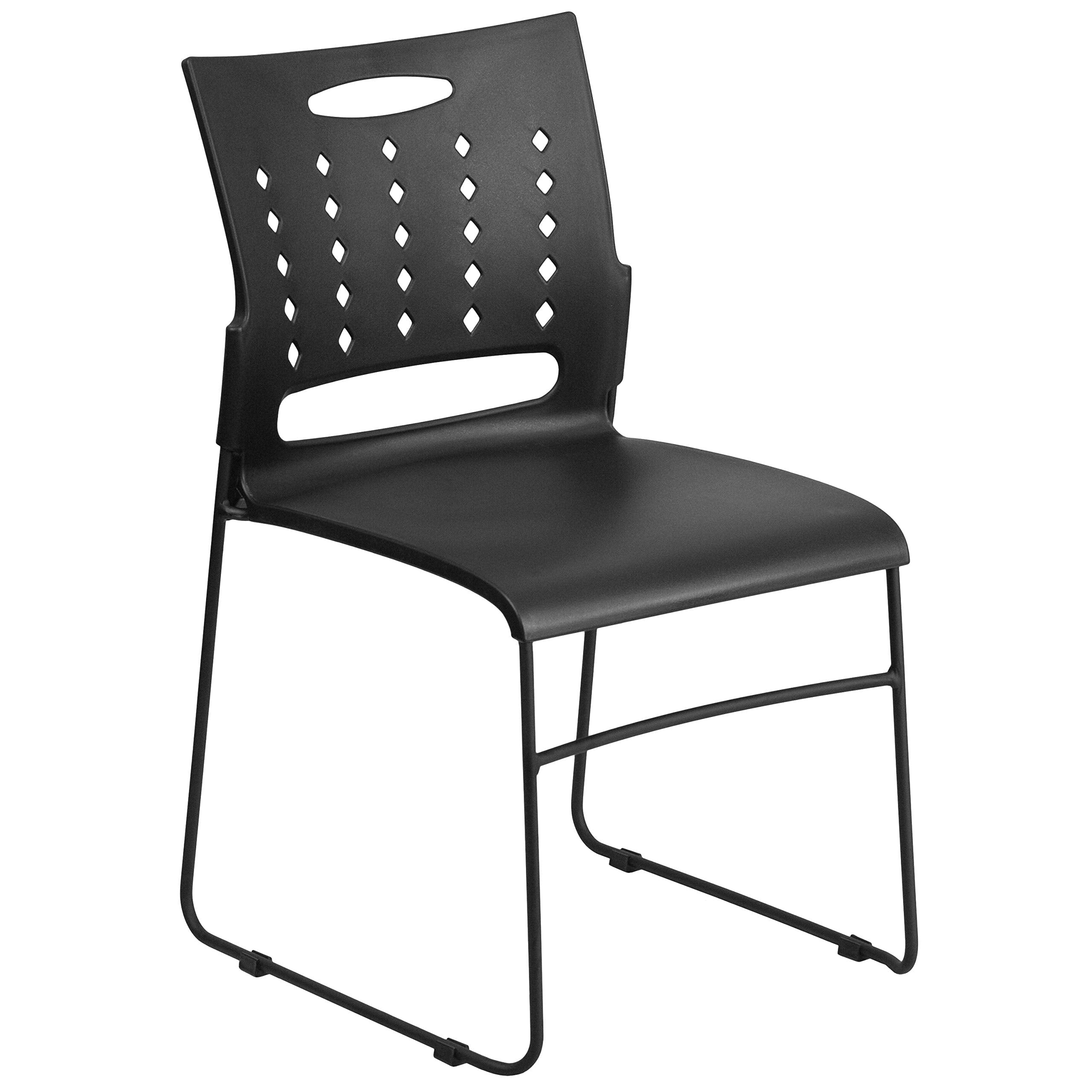Flash Furniture HERCULES Series 881 lb. Capacity Black Sled Base Stack Chair with Air-Vent Back