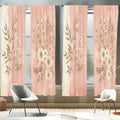 Ambesonne Pink Window Curtains Pack Of 2, Leafy Floral Illustration Modern Boho Concept Rose Tones Grunge Art Minimalist, Lightweight Set & Rod Pocket, 4 Panels Of - 28' X 95', Blush Dark Mustard