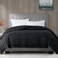 Madison Park Queen Size Blanket Ultra-Soft Microfiber Blanket Queen Size, Box Quilting With Satin Binding, All Season & Lightweight Queen Summer Blanket For Bed, Couch & Sofa, Full/Queen, Black