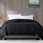 Madison Park Twin Size Blanket Ultra-Soft Microfiber Blanket Twin Size, Box Quilting With Satin Binding, All Season & Lightweight Twin Summer Blanket For Bed, Couch & Sofa, Twin, Black