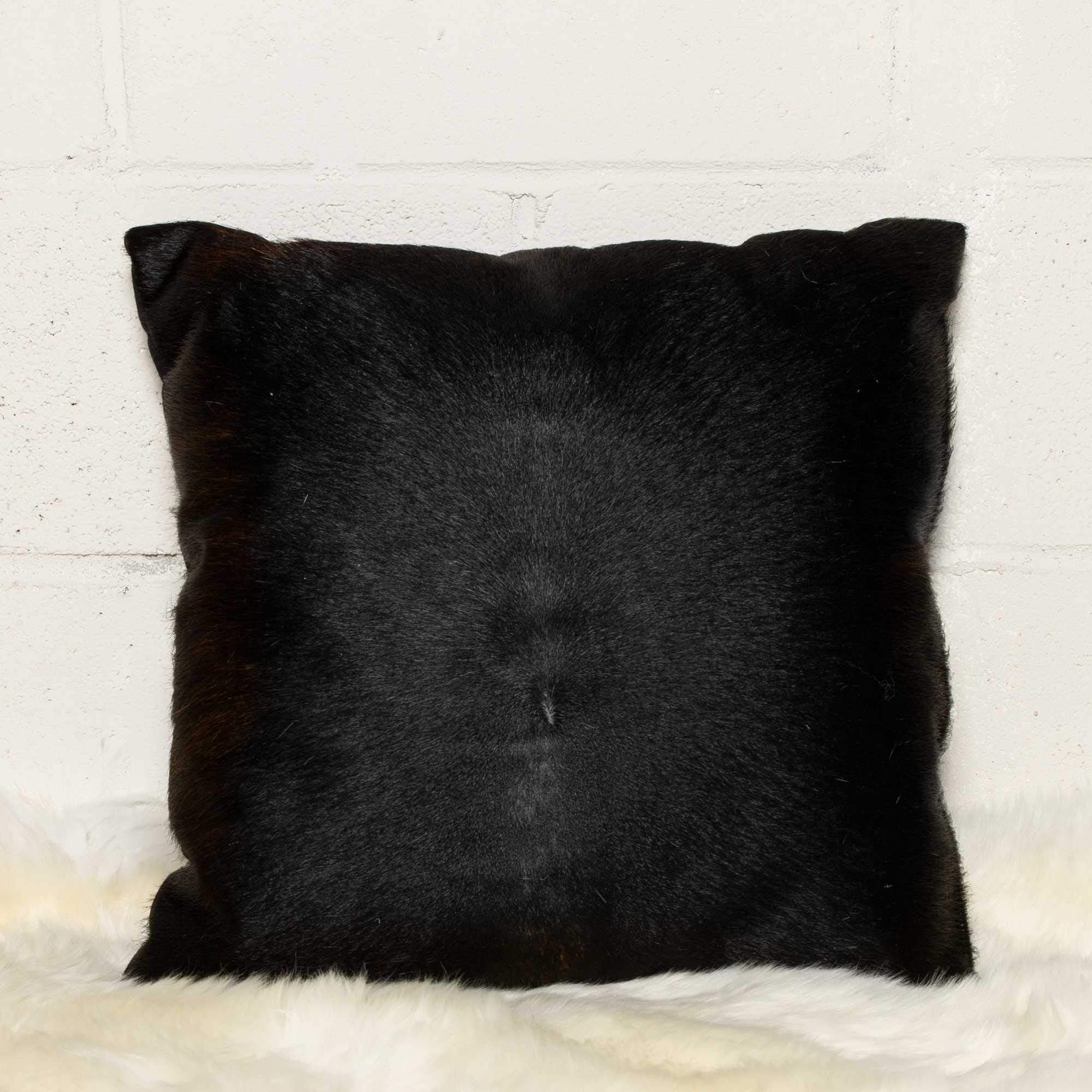 HomeRoots Cowhide, Microsuede, Polyfill 18' X 18' X 5' Black Cowhide Pillow
