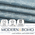 Jinchan Boho Kitchen Curtain Linen Tier Curtain Bohemian Cafe Curtain 36 Inch Geometric Striped Small Window Curtain Rod Pocket Light Filtering Farmhouse Country Rustic For Bathroom Rv 1 Panel Blue