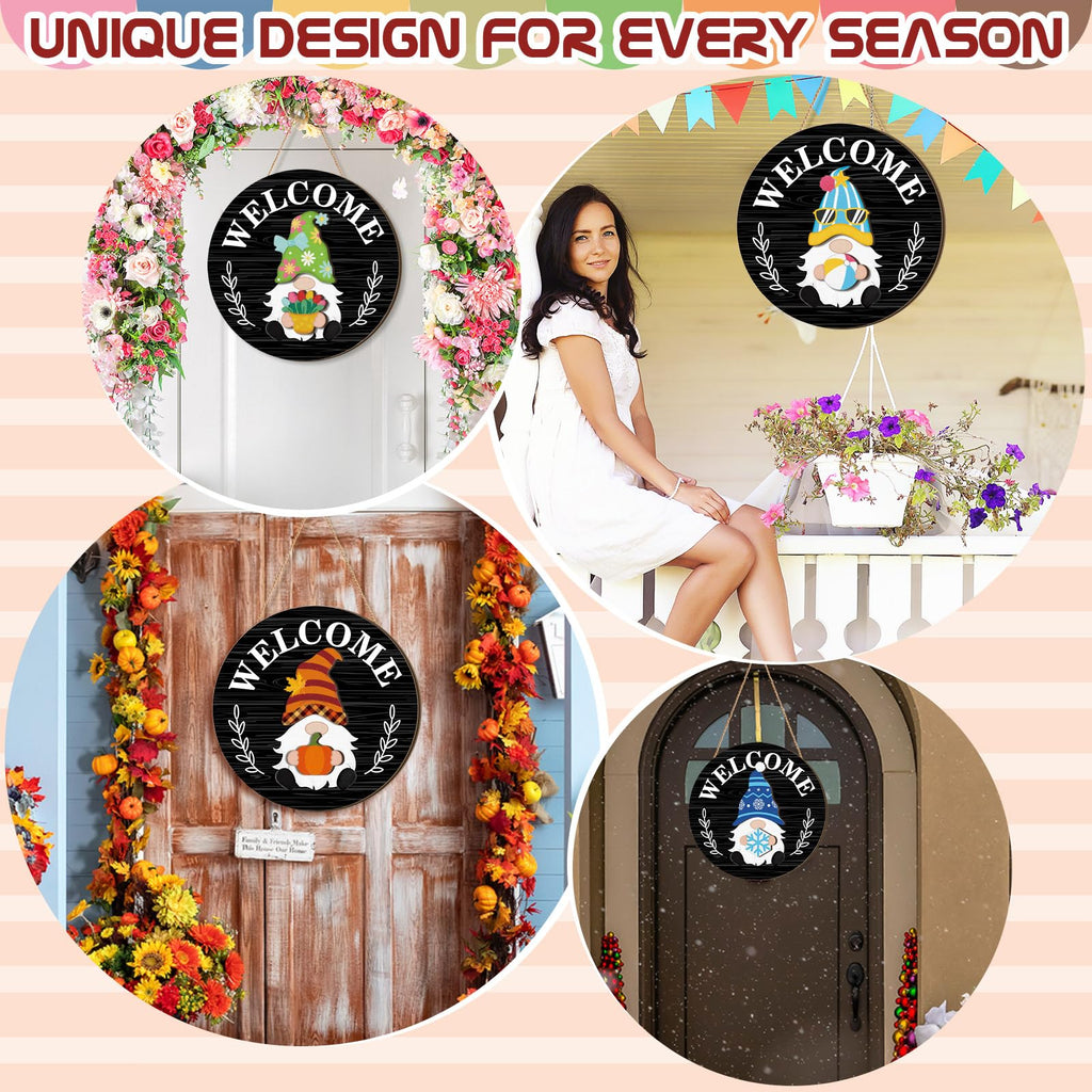 Qunclay Interchangeable Black Wooden Gnome Hanging Decor Seasonal Decorative With Magnet Swappable Pieces Detachable Hat And Han