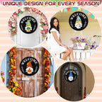 Qunclay Interchangeable Black Wooden Gnome Hanging Decor Seasonal Decorative With Magnet Swappable Pieces Detachable Hat And Han