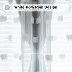 Mysky Home 90 Inches Long Aqua Curtains For Living Room Nursery Curtains For Bedroom Double Layer Curtains White Pom Pom Sheer Curtains For Dining Room Grommet Room Darkening Window Panels W52 X L90