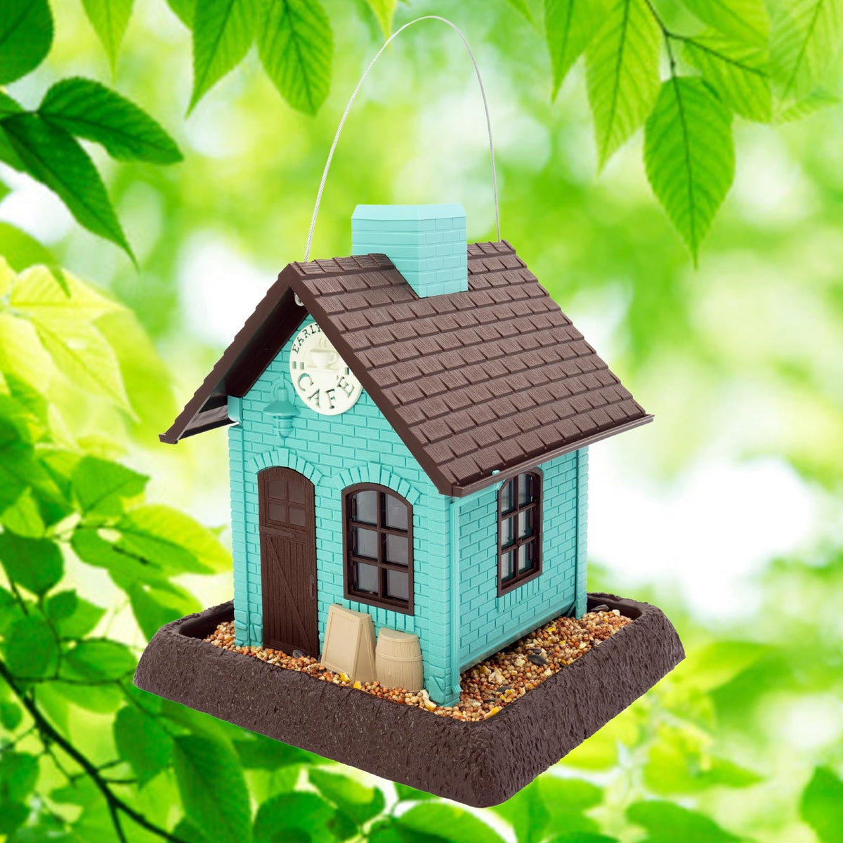 North States Village Collection Early Bird Cafe Bird Feeder: Easy Fill. Hanging Or Pole Mount. Bird Feeders For Outdoors. Made I
