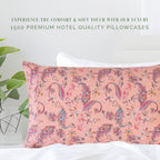 Elegant Comfort Ultra Soft Set Of 2 Floral Print Pillowcases - 1500 Premium Hotel Quality Microfiber, Soft And Smooth Envelope Closure 2-Piece Pillow Covers - King, Paisley Coral