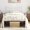 Yaheetech Twin Size Bed Frame Metal Platform Mattress Foundation With Spindle Headboard & Footboard/No Box Spring Needed/14 Inch Underbed Storage/Firm Support Easy Set Up Structure, White