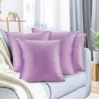 Nestl Throw Pillow Covers, Cozy Velvet Decorative Outdoor Pillow Covers 18X18 Inches, Soft Solid Cushion Covers For Sofa, Bed And Car, Set Of 4 - Lavender