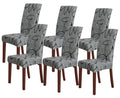 FORCHEER Chair Covers for Dining Chairs Set of 6,Grey Floral Stretch Dining Room Chair Cover Kitchen Parsons Chair Slipcovers (P