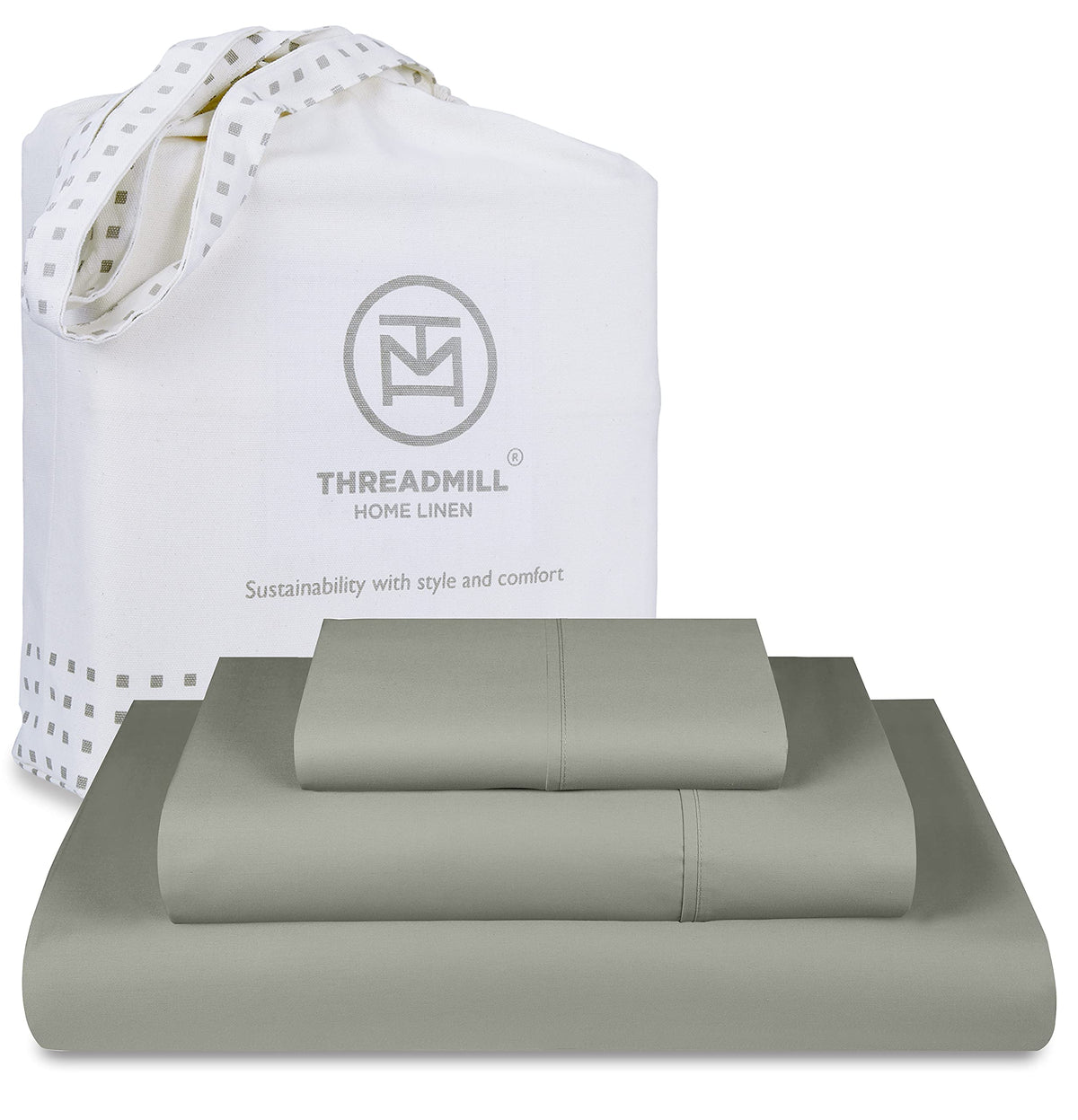 Threadmill Luxury 800 Thread Count Twin 100% Cotton Sheets - Moonrock Grey Sateen Weave Bed-Sheets, Better Than Egyptian Cotton,