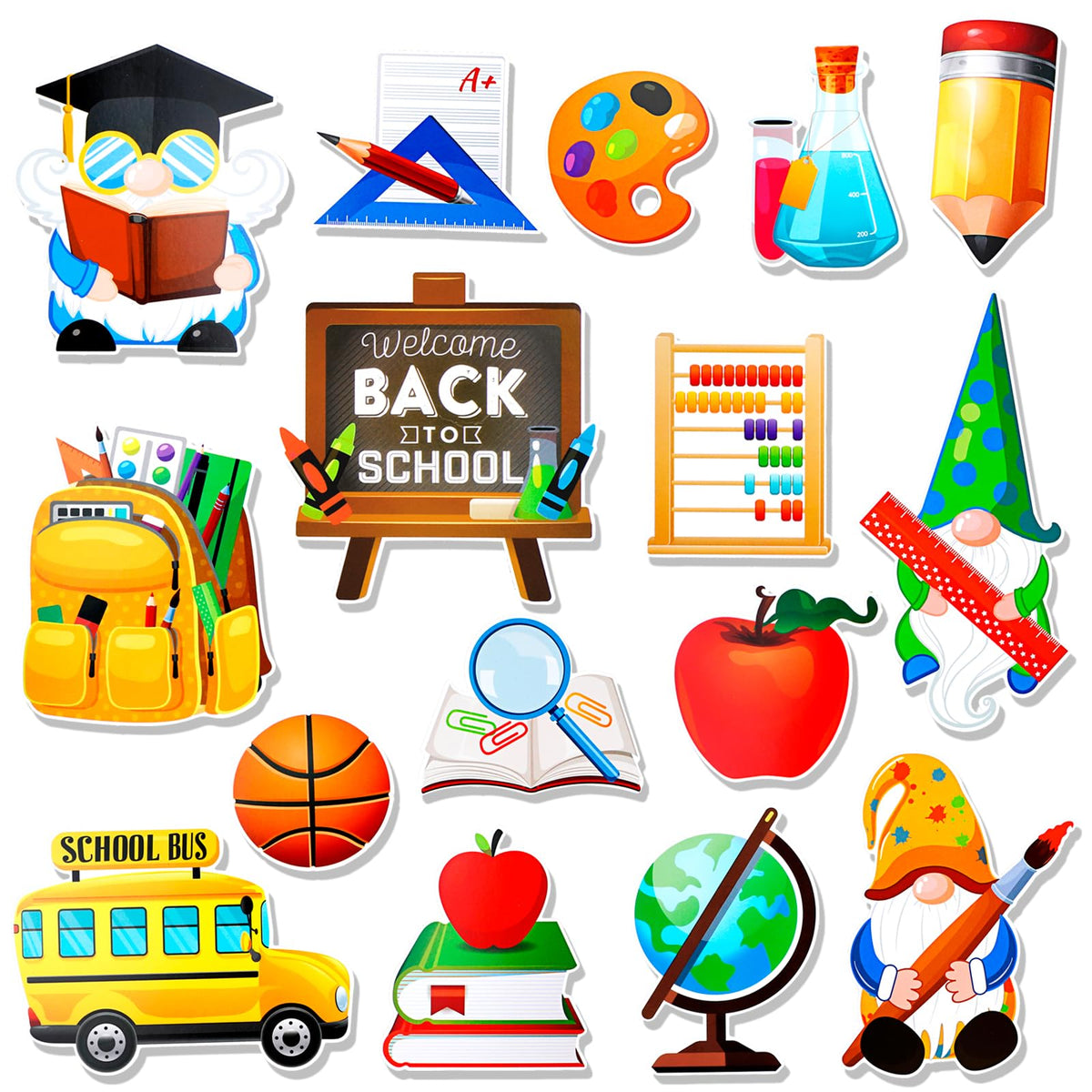 Howaf 32Pcs Welcome Back To School Bulletin Board Decorations, Back To School Cutouts For First Day Of School Party Supplies Bla