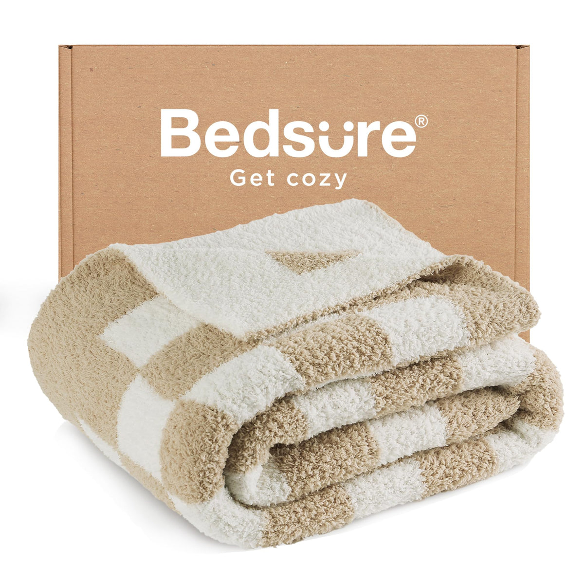 Bedsure Checkered Throw Blanket - Super Soft Knit Breathable Throw Blanket, Warm Cozy Fluffy Lightweight Summer Blanket For Couc