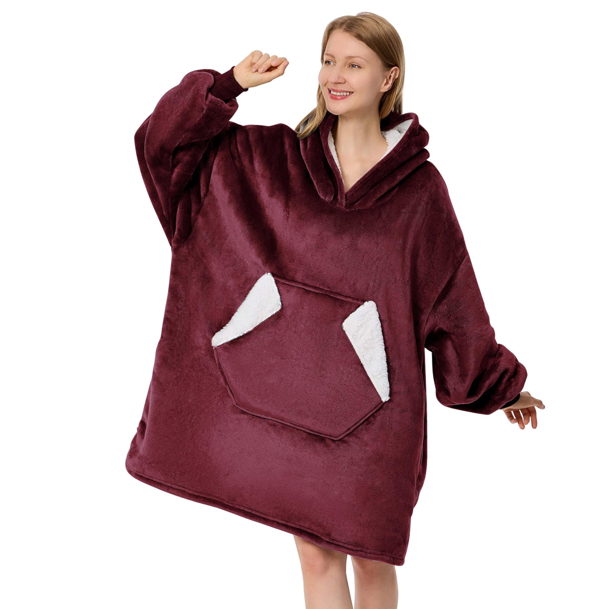 Ramees Wearable Blanket Hoodie, Oversized Sherpa Fleece Sweatshirt Blanket With Sleeves And Pockets