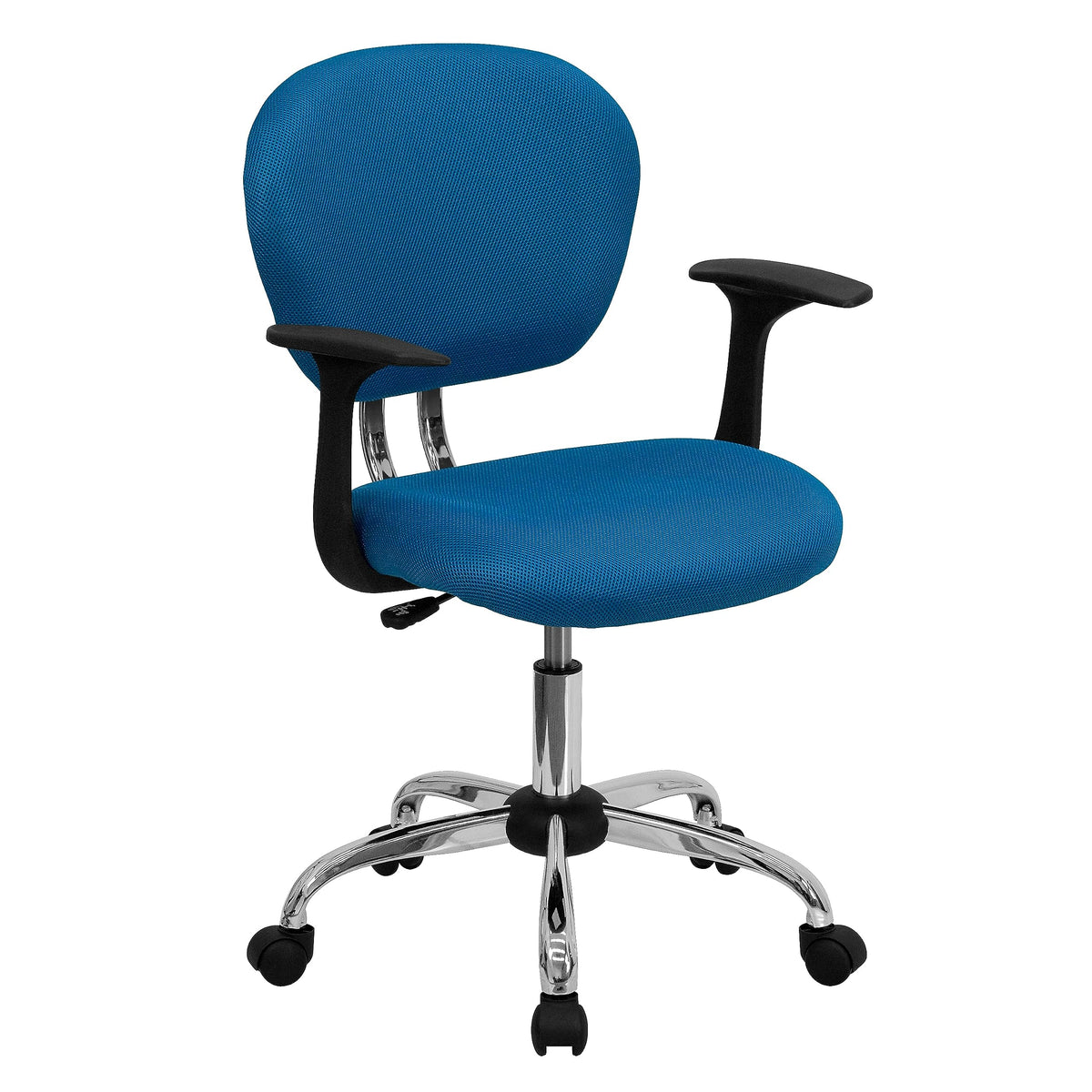 Flash Furniture Beverly Mid-Back Turquoise Mesh Padded Swivel Task Office Chair with Chrome Base and Arms