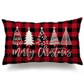 Dfxsz Christmas Pillow Covers 12X20 Inch Christmas Tree Merry Christmas Decorative Red Black Plaid Throw Pillows Winter Christma