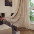 Deeprove Boho Curtains for Bedroom 84 Inches Long, Bohemian Lattice Gingham Chic Textured Embroidery Plaids, Vintage Tassels Cou