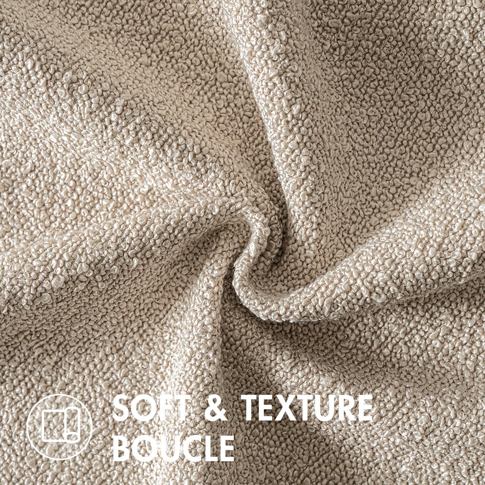 MIULEE Neutral Throw Pillow Cover 24x24 Inch Textured Boucle Accent Case - Soft Polyester for Sofa, Chair, Bedroom, Living Room Decor
